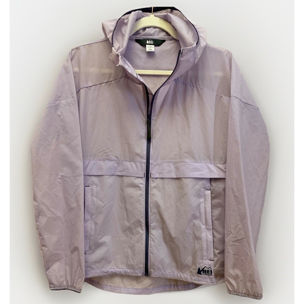 REI Co-op Jacket Mens M Lavender Hooded Full Zip‎ Windbreaker Hiking Outdoor